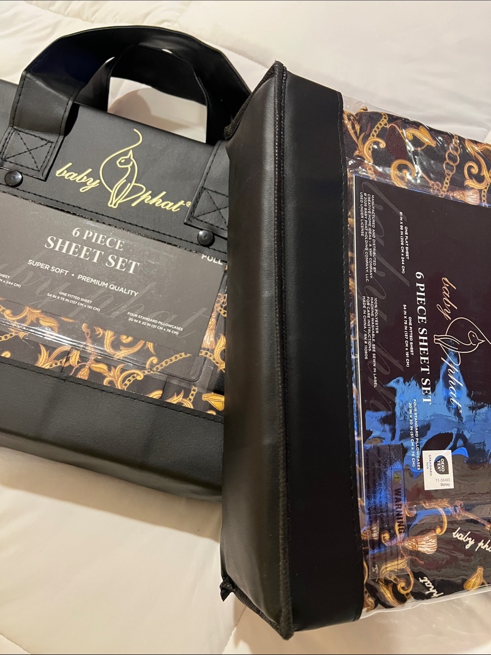 Baby Phat Black and Gold full 6-piece sheet set